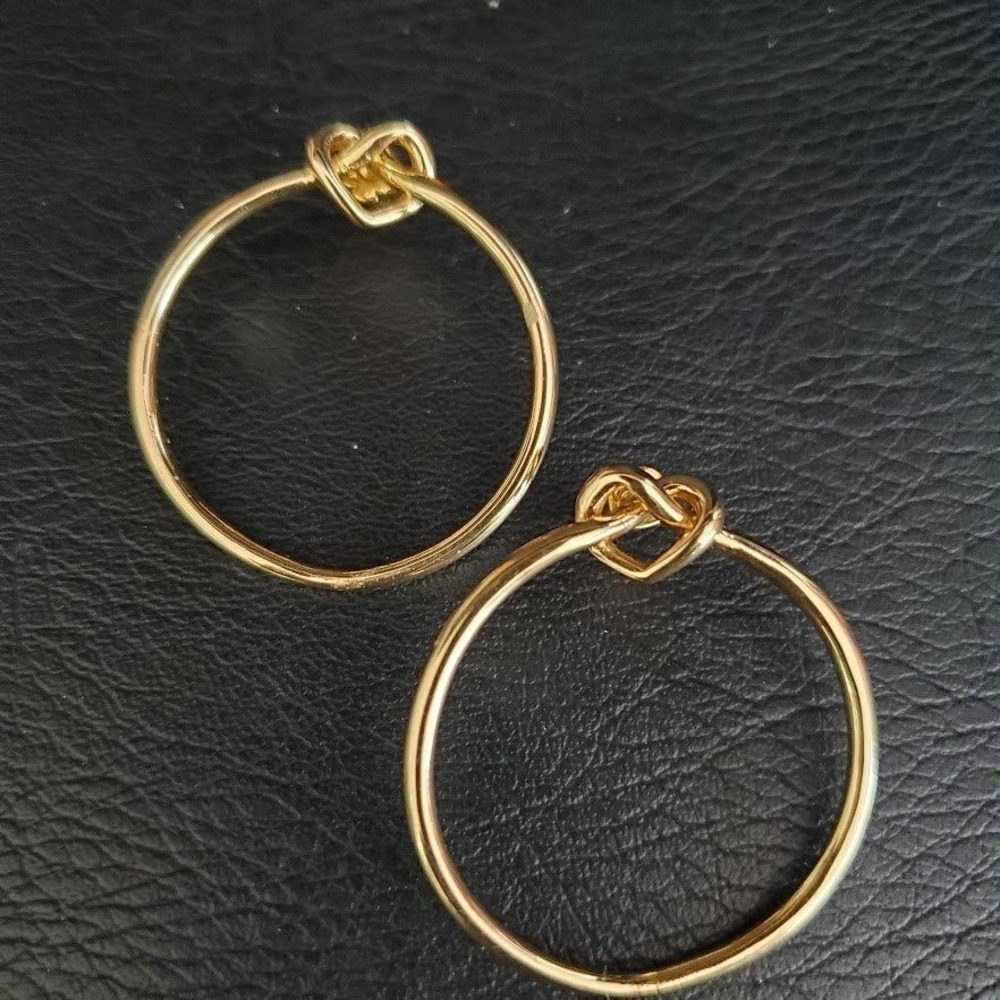 Kate Spade New York Love Me Knot Gold Tone Heart Hoop Earrings Classic Everyday